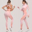 Size M 3 PCS Seamless Women Yoga Sets Female Running Fitness Sport Gym suits Col.White pink