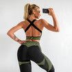 Size L 3 PCS Seamless Women Yoga Sets Female Running Fitness Sport Gym suits Col.Camouflage