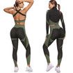 Size L 3 PCS Seamless Women Yoga Sets Female Running Fitness Sport Gym suits Col.Camouflage