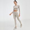 Size S  2 Piece Seamless Leggings Crop Top Set Gym Clothes Yoga Outfits Col.Grey