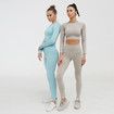 Size S  2 Piece Seamless Leggings Crop Top Set Gym Clothes Yoga Outfits Col.Grey