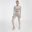 Size M  2 Piece Seamless Leggings Crop Top Set Gym Clothes Yoga Outfits Col.Grey