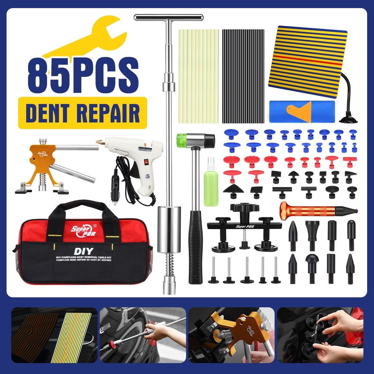 Professional 85 Pieces PDR Paintless Dent Repair Tool Kit Car Dent ...