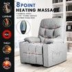 Lift Motor Recliner Massage Chair 8-Point Heating Armchair Wheeled Fabric Sofa Grey