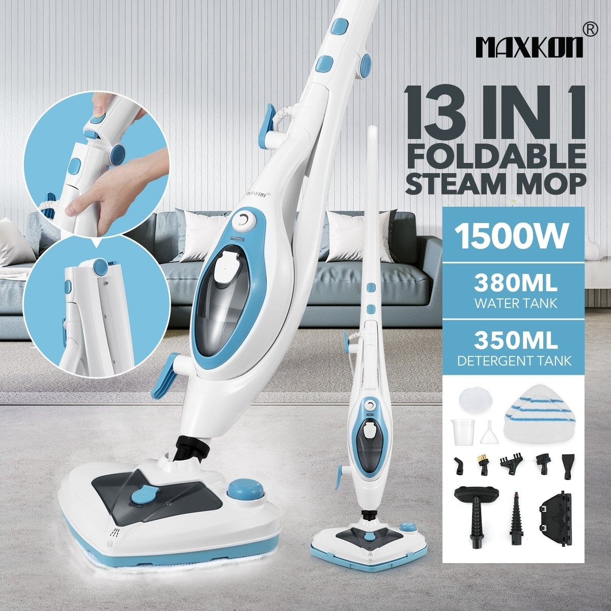 Maxkon Multifunctional Foldable Steam Mop Cleaner 13in1 Floor Tile