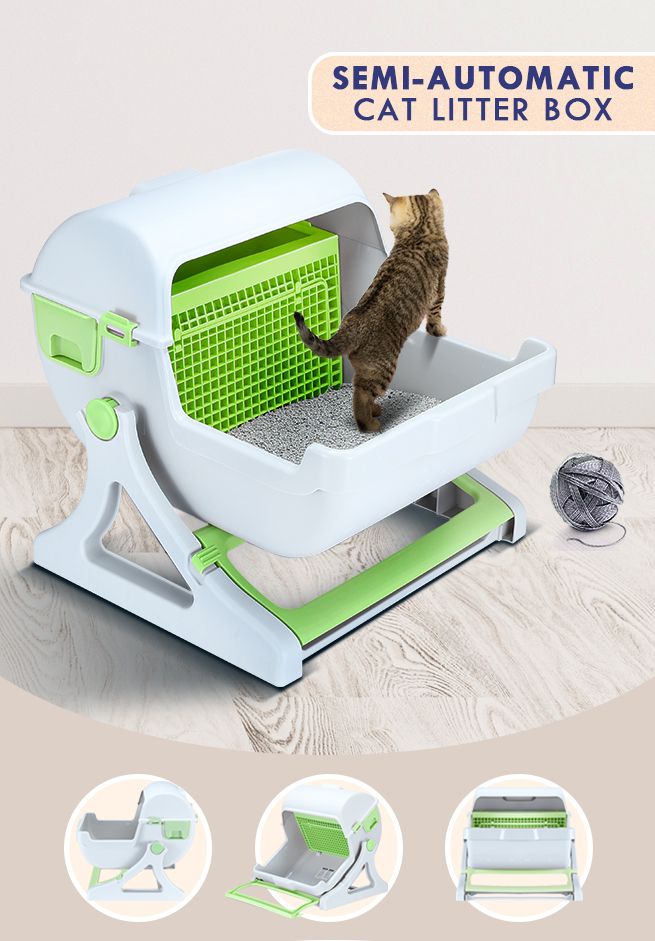 Petscene Cat Litter Box Pet Semi Automatic Cat Toilet Cat Furniture