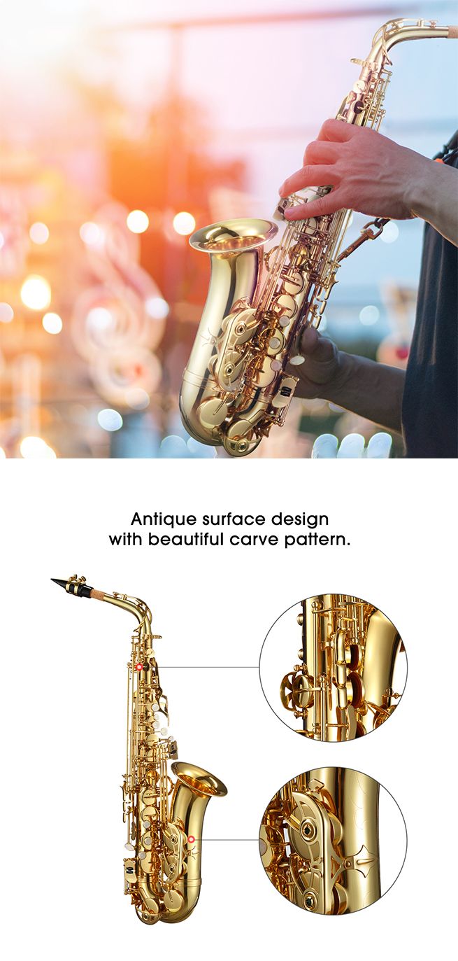 Melodic Saxophone Sax Eb Be Alto E Flat Brass w/ Mouthpiece for Student