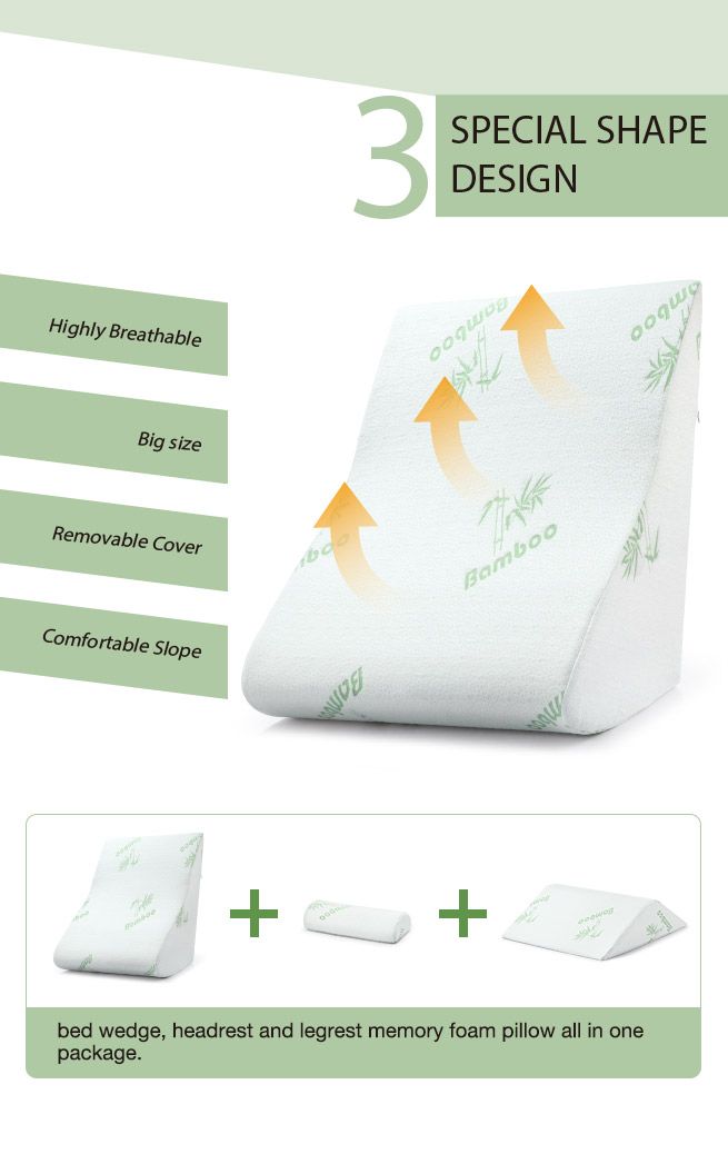 Luxdream 3 Pcs Foam Bed Wedge Pillow Headrest Leg Elevation Pillow