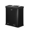 60L Dual Compartment Pedal Bin Kitchen Recycling Waste Bins Coated Steel Black 