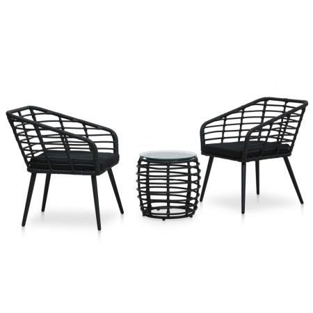 3 Piece Bistro Set Poly Rattan Black