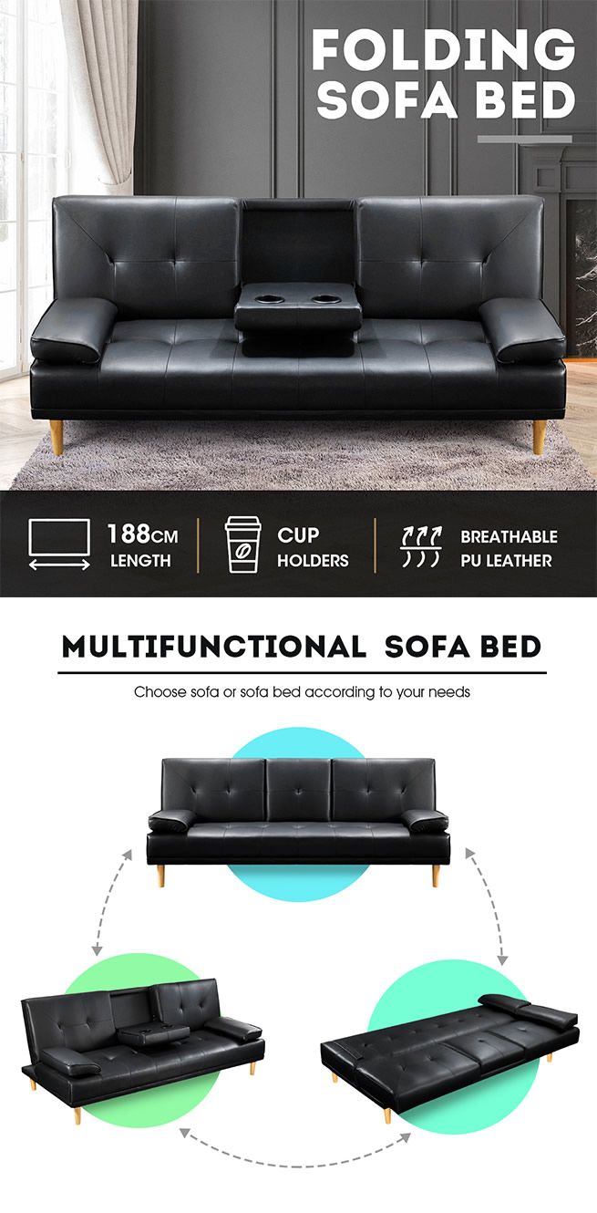 Faux Leather Manual Reclining Sofa With 2 Concealed | Ubuy