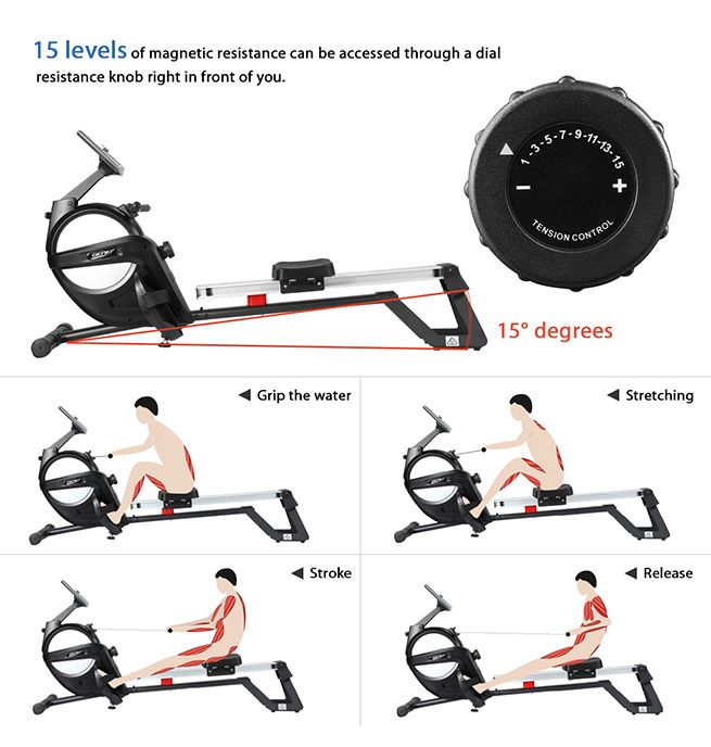 Genki Rowing Machine Home Gym Exercise Equipment Rower Workout