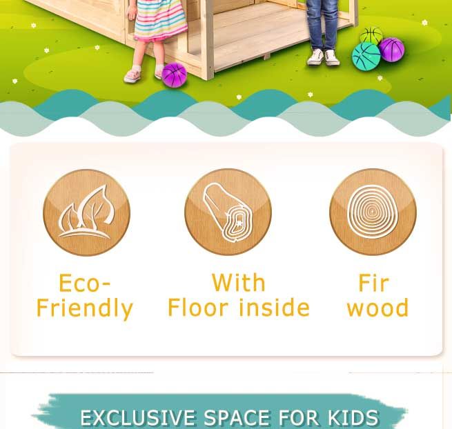 Wooden Cubby House for Kids Children Outdoor Playhouse with Flooring