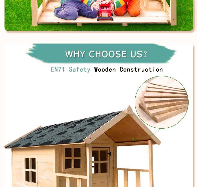 Wooden Cubby House for Kids Children Outdoor Playhouse with Flooring