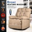 360-Degree Swivel Recliner Rocking Armchair 8-Point Heated Massage Chair Beige