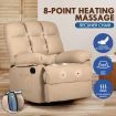 360-Degree Swivel Recliner Rocking Armchair 8-Point Heated Massage Chair Beige