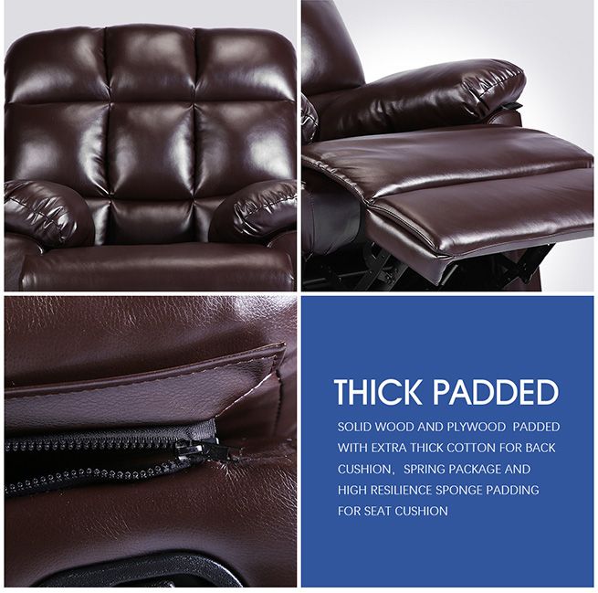Gray PU Leather Recliner Massage Chair with Adjustable Positions