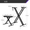 Melodic Adjustable Keyboard Stand Portable Piano Stool X-Shaped Bench Seat Set 