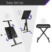 Melodic Adjustable Keyboard Stand Portable Piano Stool X-Shaped Bench Seat Set 