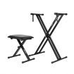 Melodic Adjustable Keyboard Stand Portable Piano Stool X-Shaped Bench Seat Set 