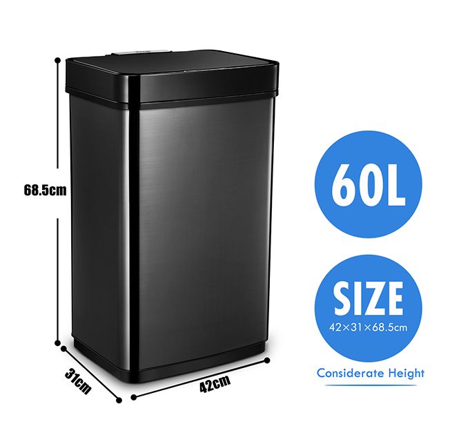 60L Sensor Bin Automatic Trash Can Touchfree Kitchen Garbage Bin