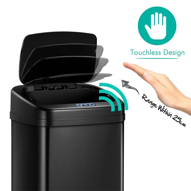 40L Infrared Motion Sensor Rubbish Bin Kitchen Waste Garbage Can Touch ...