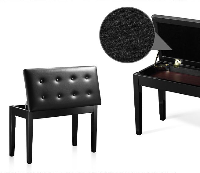 Melodic Wood Duet Piano Bench Keyboard Stool Seat with Storage Crazy