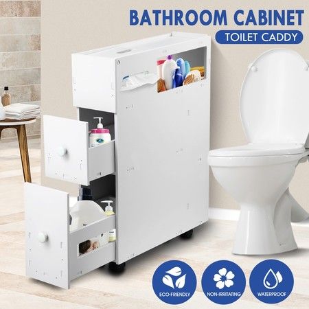 Wheeled Bathroom Cabinet Storage Drawer Organiser Toilet Caddy Tissue Box Holder