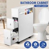 Wheeled Bathroom Cabinet Storage Drawer Organiser Toilet Caddy Tissue Box Holder