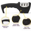 2-in-1 Kitchen Knife Accessories: 3-Stage Knife Sharpener Helps Repair, Restore and Polish Blades and Cut-Resistant Glove(Black)