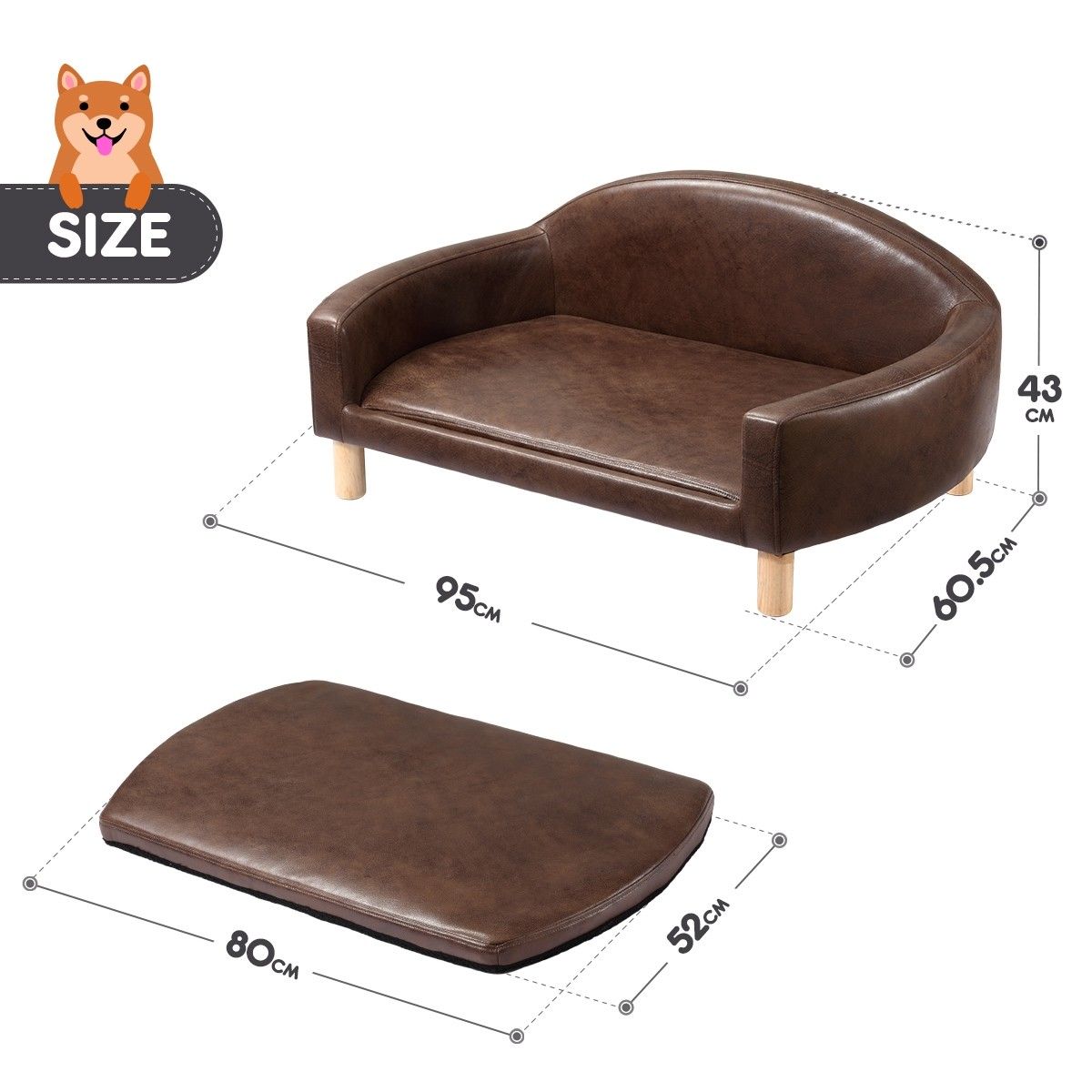 Petscene PU Leather Pet Bed Elevated Dog Cat Bed Couch Sofa Crazy Sales