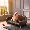 Dog Sofa Cat Couch Puppy Elevated Bed Doggy Soft Cushioned Lounge Chaise Pet Furniture PU Leather