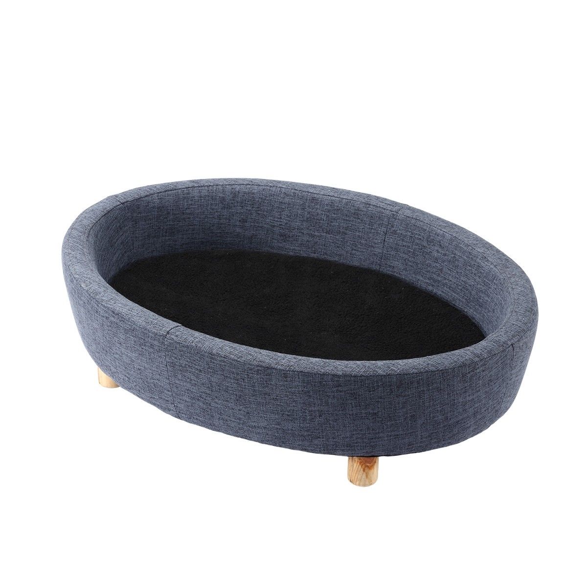 Petscene Round Raised Pet Bed Linen Fabric Large Elevated Dog Cat Bed