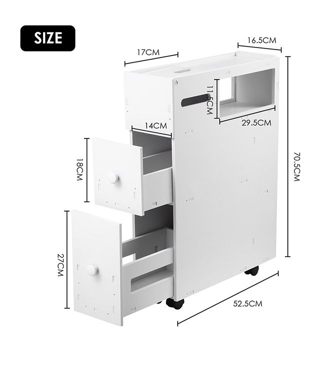 Wheeled Bathroom Cabinet Storage Drawer Organiser Toilet Caddy Tissue ...