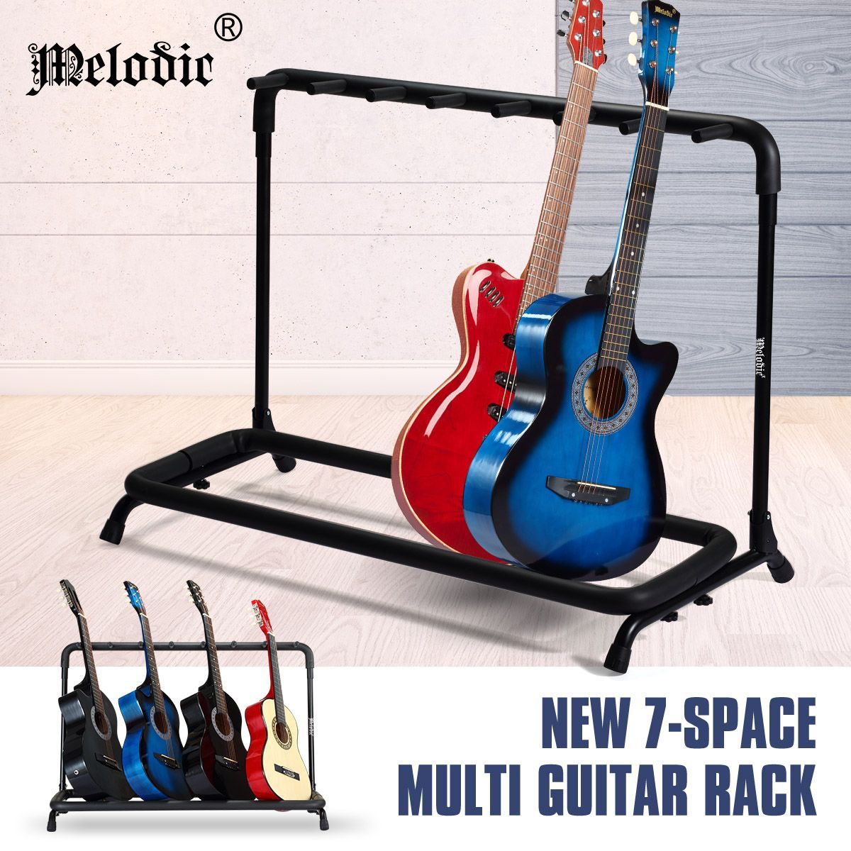 Guitar Stand Melodic 7 Rack Universal Multi Guitar Rack Black