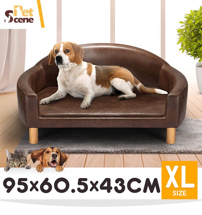 Petscene Pu Leather Pet Bed Elevated, Leather Dog Beds For Large Dogs
