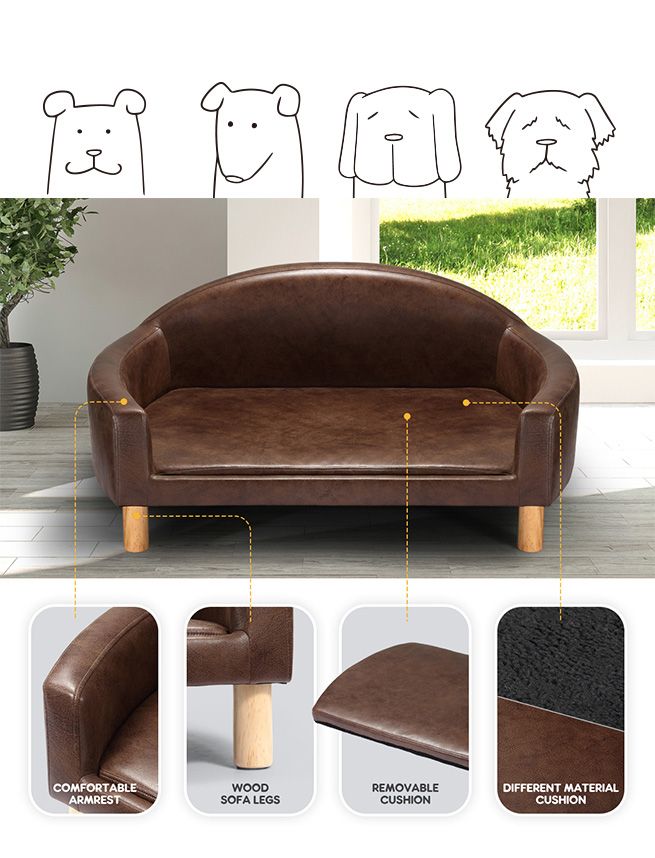 Petscene PU Leather Pet Bed Elevated Dog Cat Bed Couch Sofa Crazy Sales