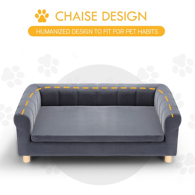 Petscene XL Pet Bed Chaise Style Dog Bed Couch Sofa Lounge Dark Grey