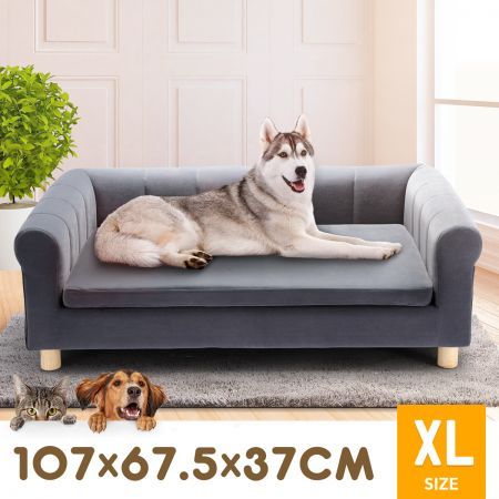 Petscene XL Pet Bed Chaise Style Dog Bed Couch Sofa Lounge Dark Grey