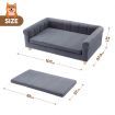 Dog Bed Puppy Sofa Cat Couch Doggy Lounge Soft Cushioned Chaise Pet Furniture Dark Grey XL