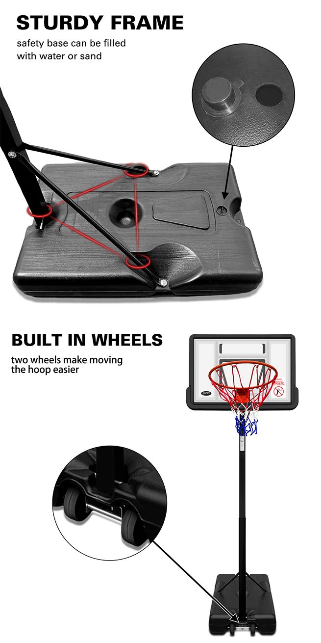 Genki Adjustable 2.12.6m Portable Basketball Hoop Stand System