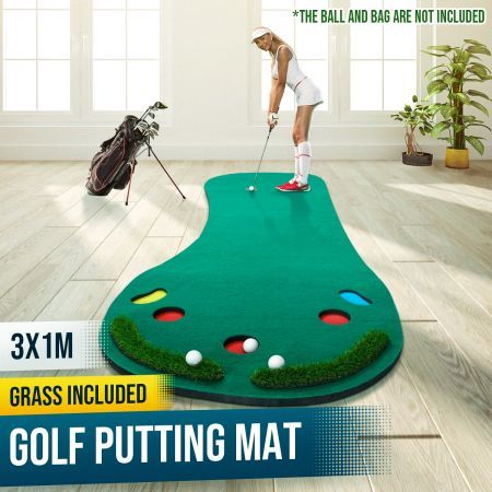 Home Golf Putting Mat Putting Green with Slope Golf Training Course-Artificial Grass Surface