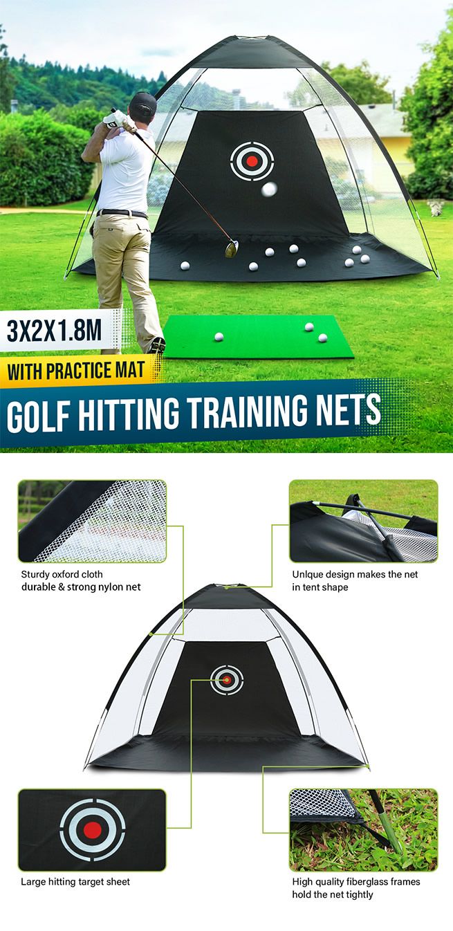 Home Golf Net and Mat Kit with Carry Bag Swing Hitting Practice Golf