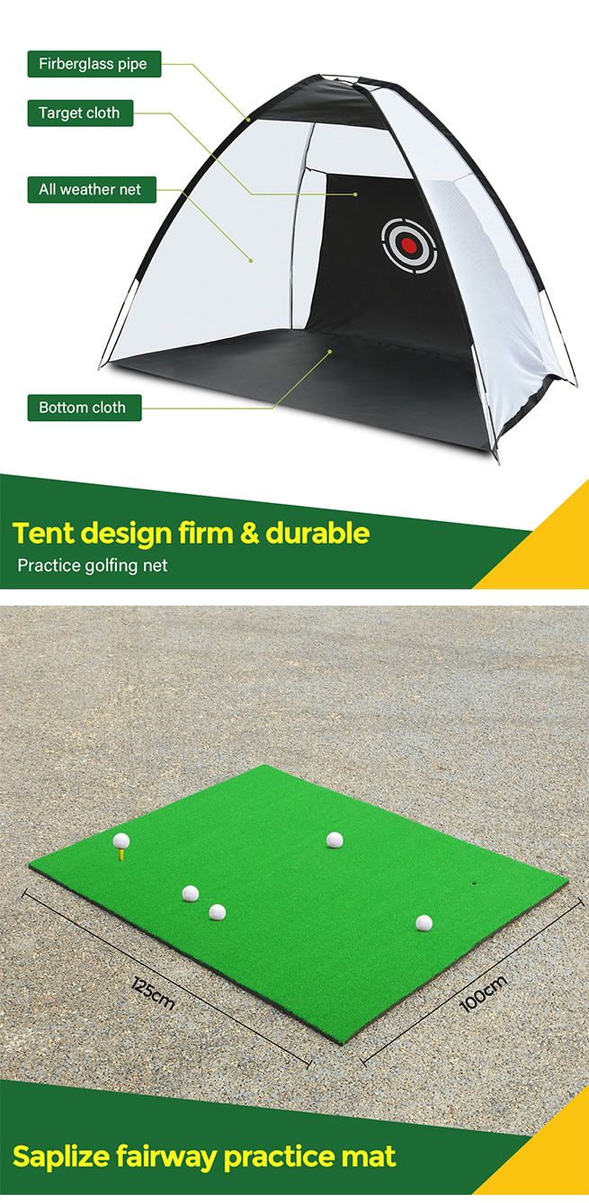 Home Golf Net and Mat Kit with Carry Bag Swing Hitting Practice Golf