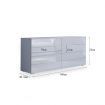 8 Drawer Cabinet Chest of Drawers Storage Furniture White High Gloss Front