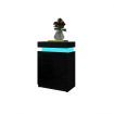 Black Modern Nightstand Bedside Tables 3 Drawers High Gloss Front RGB LED