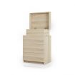 Oak Modern Nightstand Bedside Tables 3 Drawers High Gloss Front 