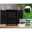 Gardeon 92cm Outdoor Storage Cabinet Box Lockable Cupboard Sheds Garage Adjustable Black