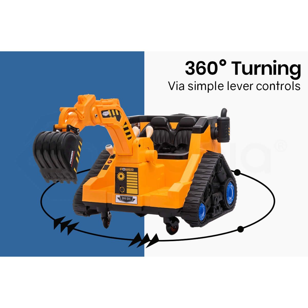 childs sit on digger toy