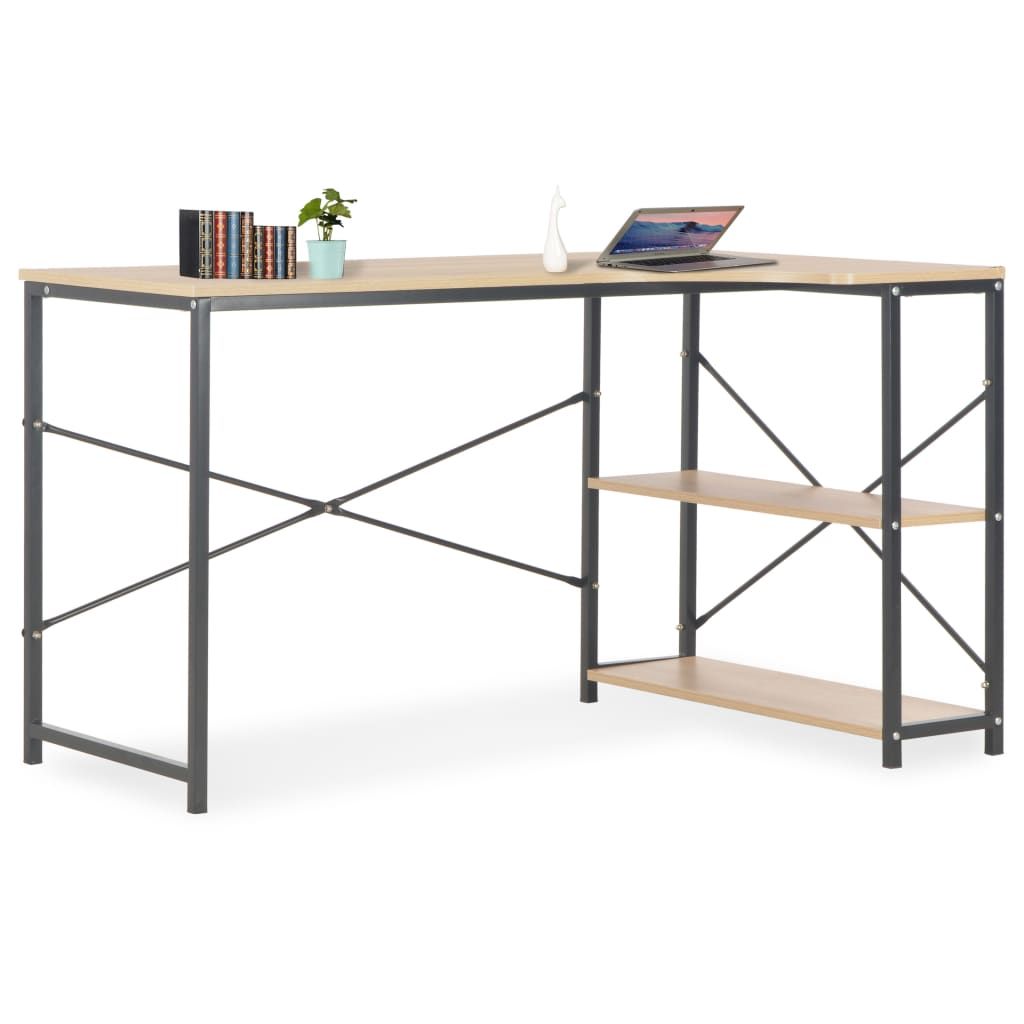 Computer Desk Black and Oak 120x72x70 cm